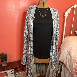 Free People jacket Dress plaid snaps size L